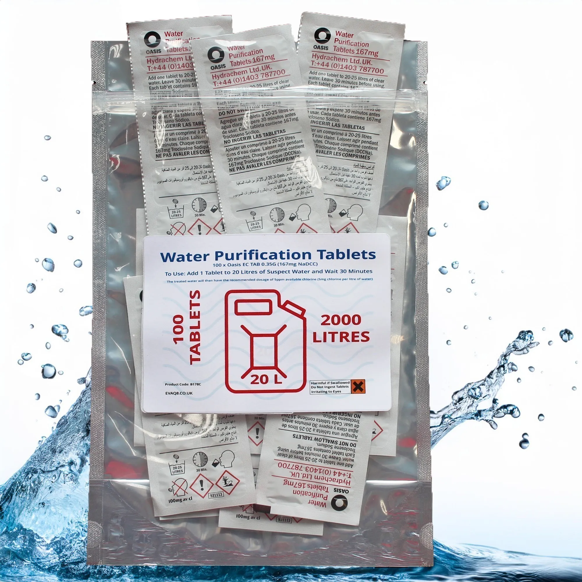 100 Oasis Water Purification Tablets Each Tablet Treat 20 Litres
