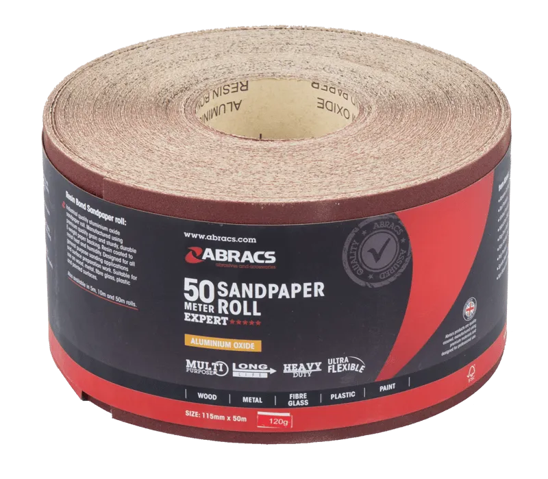 Abracs General Purpose Sandpaper Roll - 115mm x 50m - 120g - [ABR-ABS11550120]