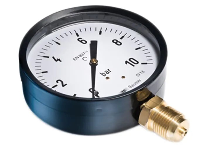 Bourdon Analogue Pressure Gauge 6bar Bottom Entry 40mm Outside Diameter
