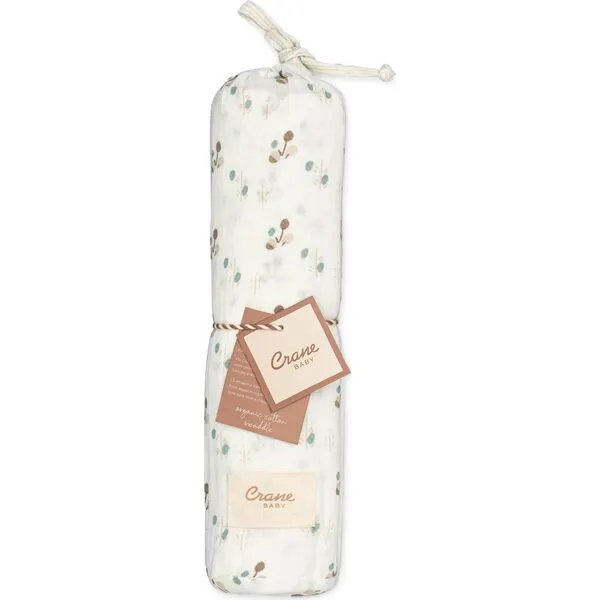 Crane Baby Organic Cotton Poppy Single Swaddle, White