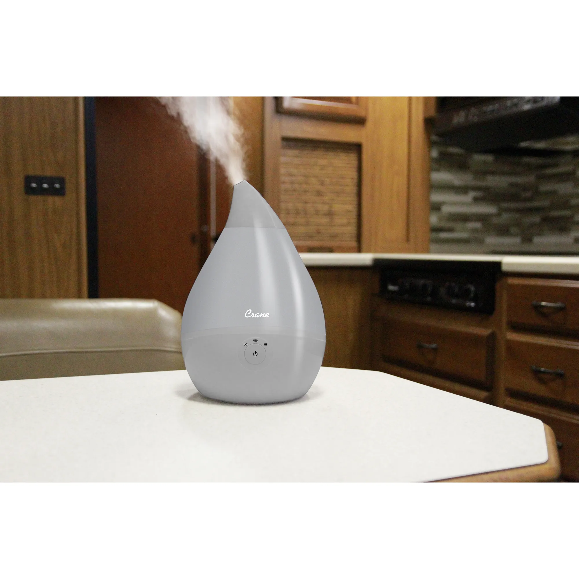 Crane Droplet Ultrasonic Cool Mist Humidifier, Gray