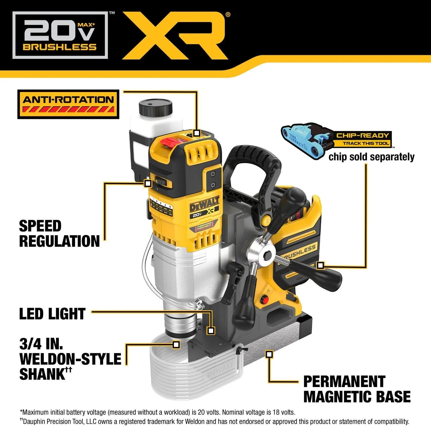DeWalt 20V MAX XR 2" Cordless Brushless Magnetic Drill Press Kit DCD1624GX2