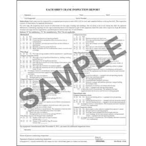 Each Shift Crane Inspection Report Form - Personalized, Snap-Out, 2-Ply, Carbonless, 8-1/2" W x 10-1/2" L
