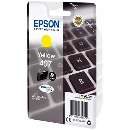 Epson 407 Keyboard DURABrite Ultra Ink Cartridge Yellow C13T07U440