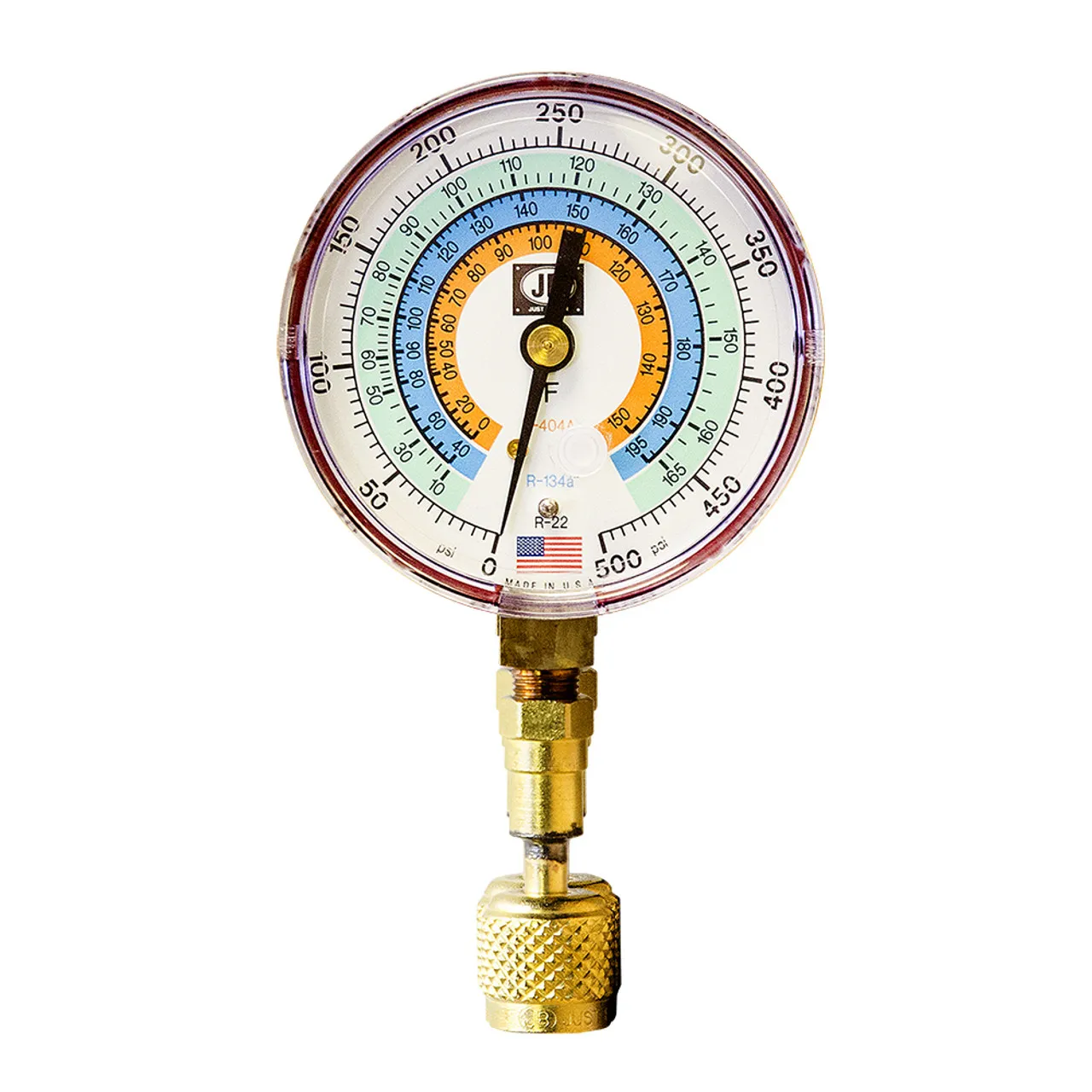 JB QC-G856 Quick Connect 3-1/8" Single Test Gauge Red Pressure High Side - R22, R134a, R404A