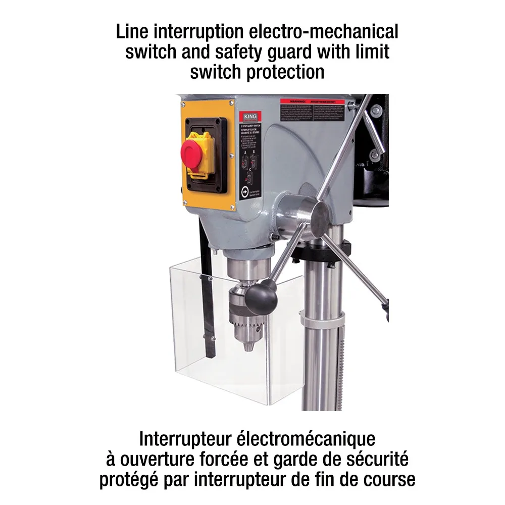 King Canada KC-119FC-LS - 17" Long stroke drill press with safety guard