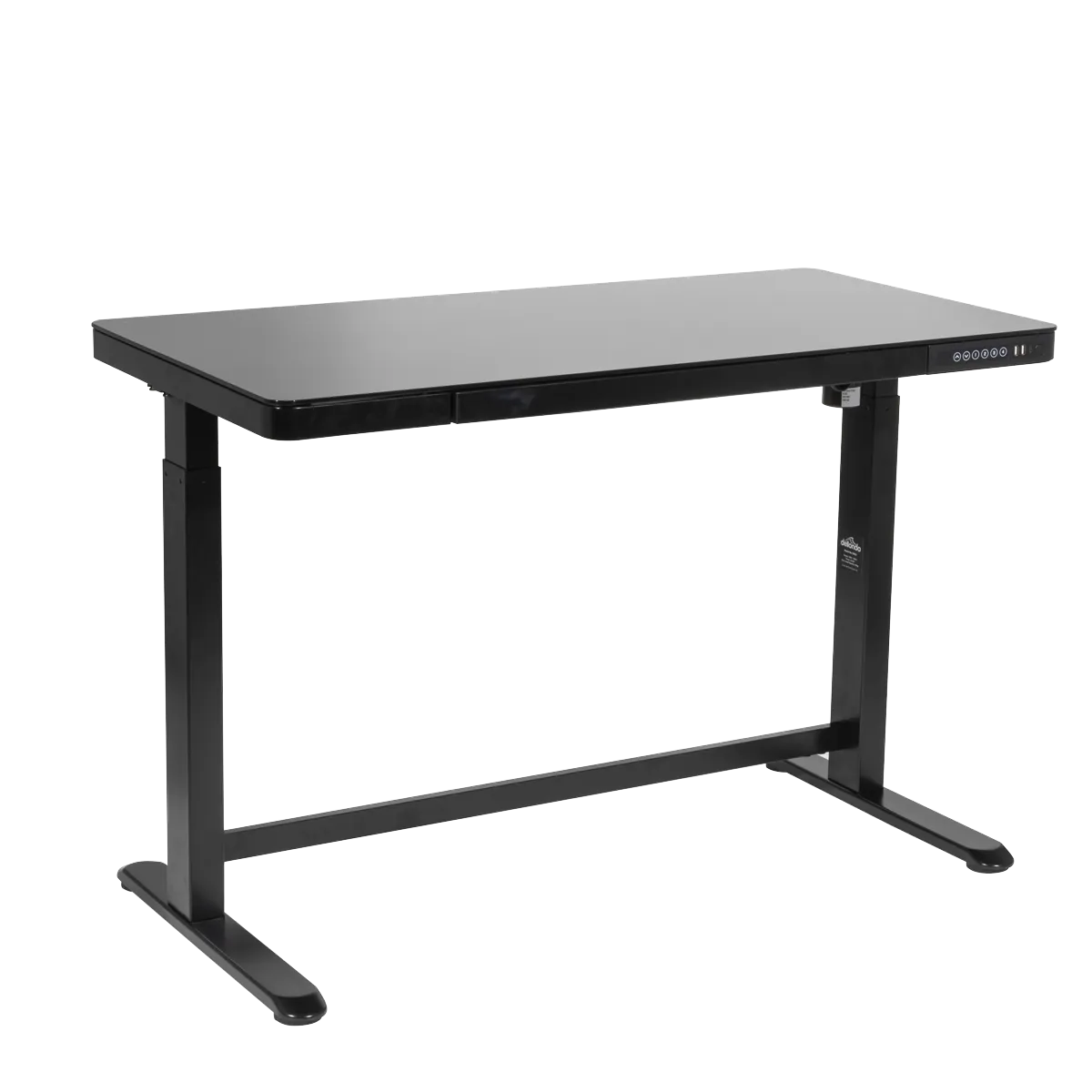 Single Motor Ultra-Quiet Electric Desk with Control Panel, USB Port & Drawer - Black desktop