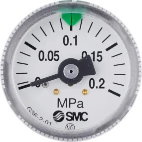 SMC R 1/8 Analogue Pressure Gauge 2bar Back Entry 37mm Outside Diameter