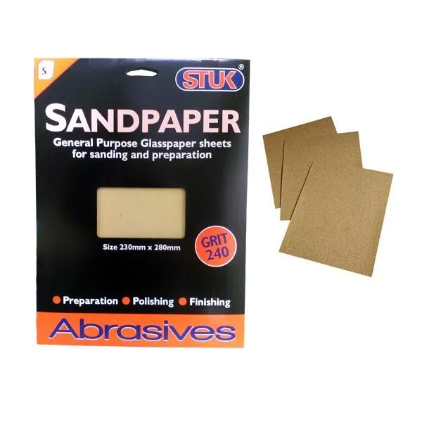 Stuk Sandpaper 240 Grit Pack of 5