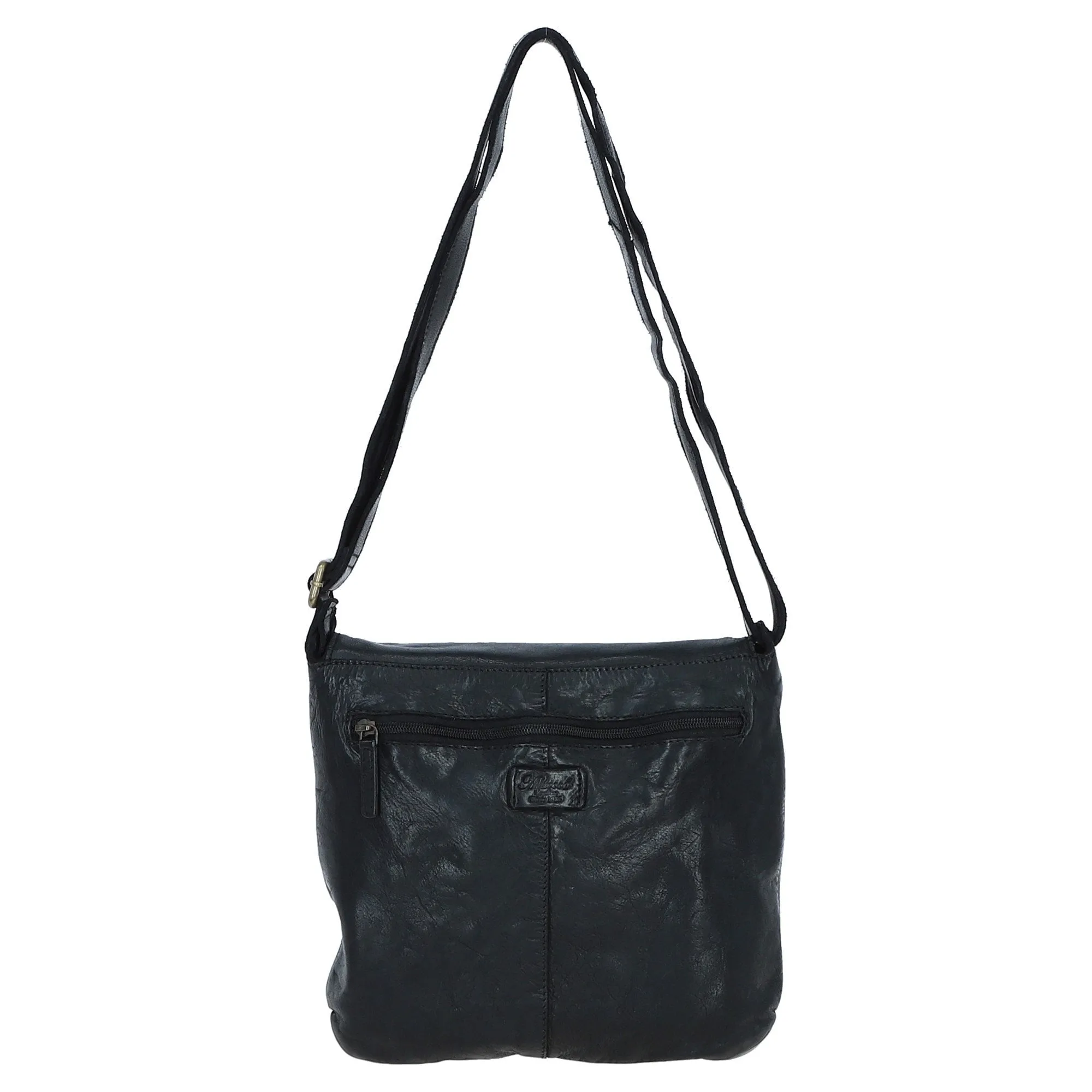 Tablet Friendly Medium Vintage Leather Bag Black: D-91