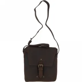Tablet Friendly Medium Vintage Leather Messenger Bag Brown: Monti