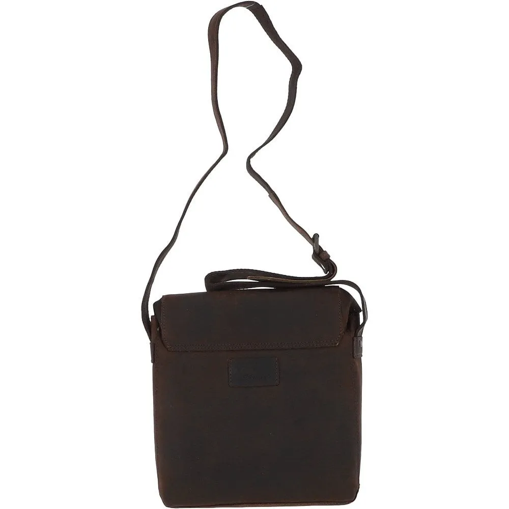Tablet Friendly Medium Vintage Leather Messenger Bag Brown: Monti