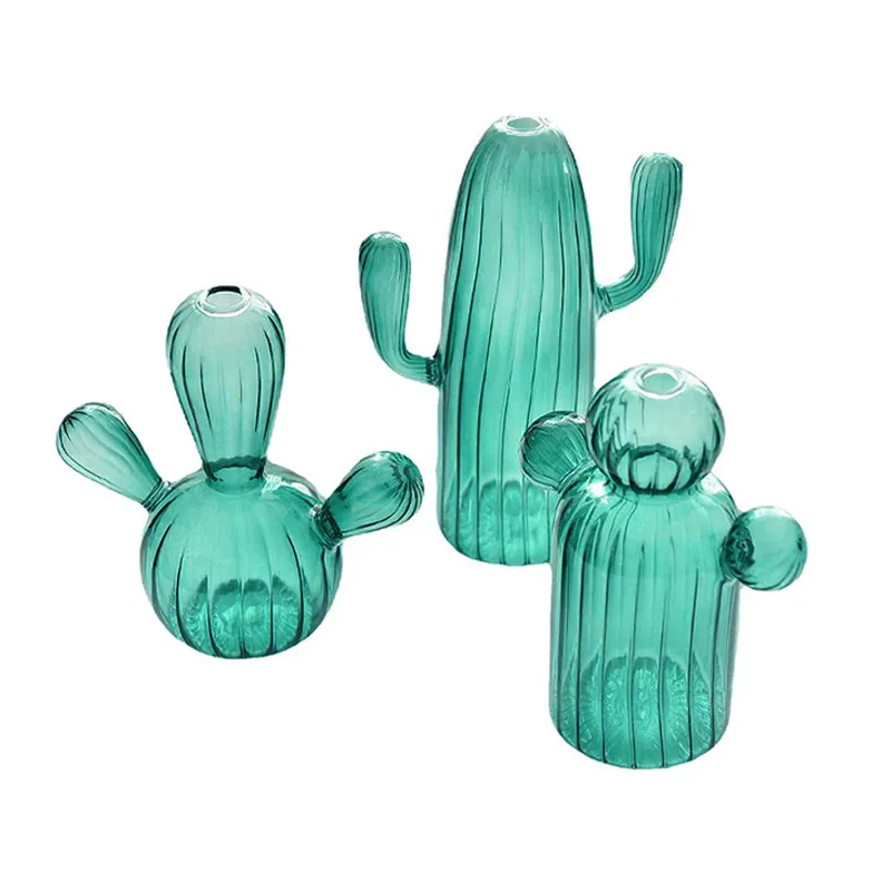 Transparent Cactus Shaped Glass Vase Hydroponics Plant Vase Decoration Creative Birthday Gift Home Desktop Decor