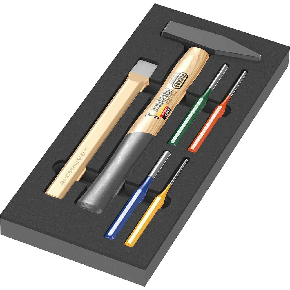 Wera 9782 Hammer, Chisel and Punch Set in Foam Insert Tray